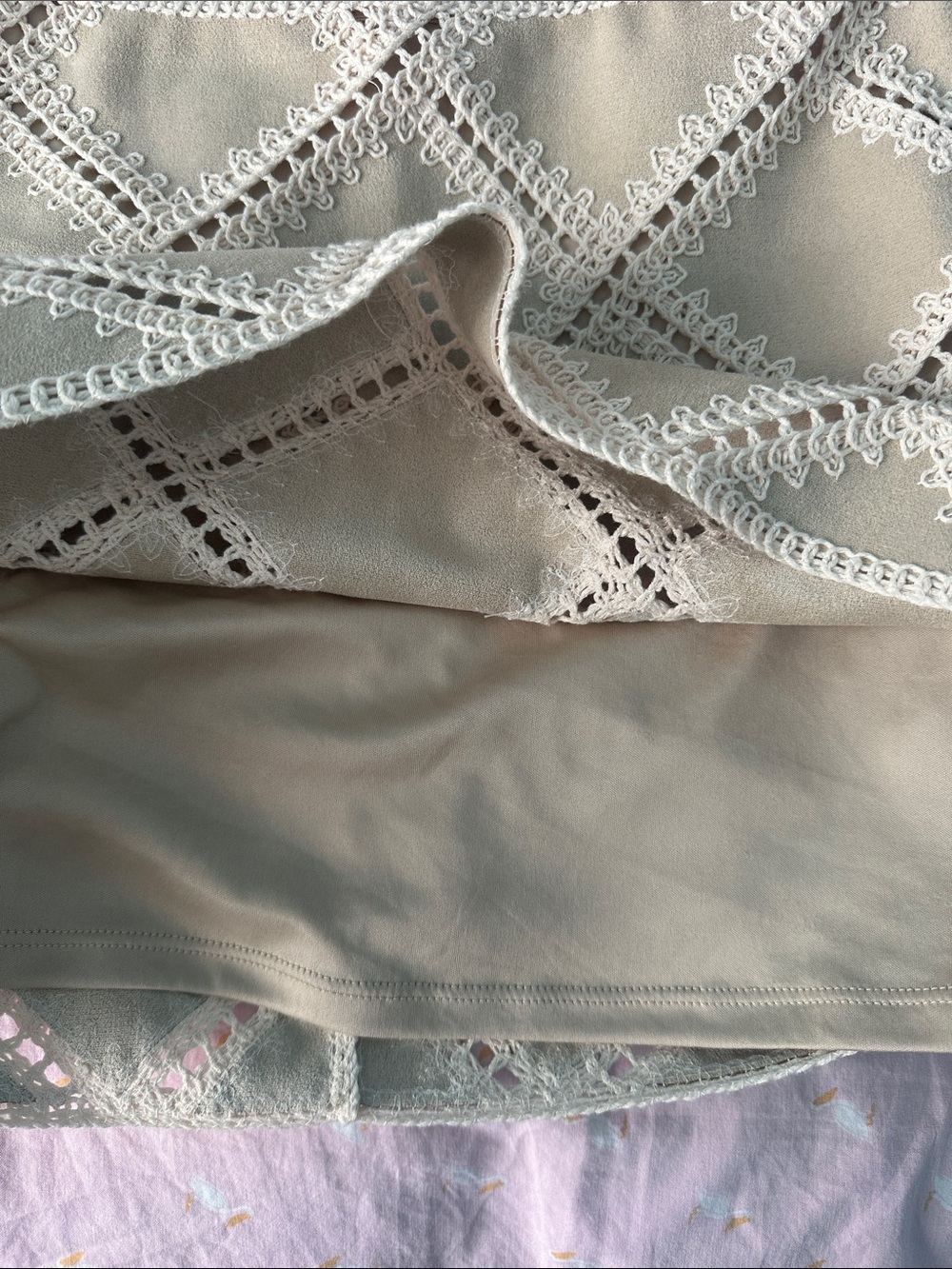 Zara Cream Crochet Diamond Mini Skirt - Picture 7 of 9